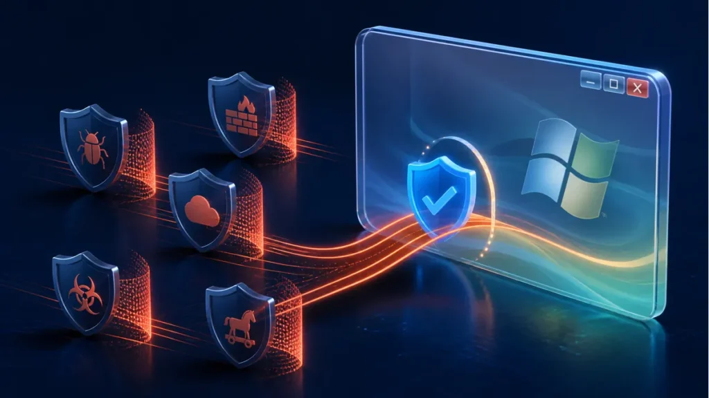 Escudo antivirus atravesando con éxito una prueba de instalación en Windows Vista Beta