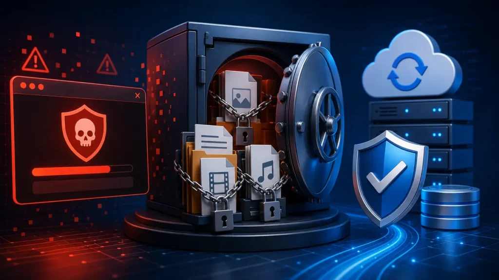 Archivos bloqueados por un falso antivirus junto a copias de seguridad protegidas