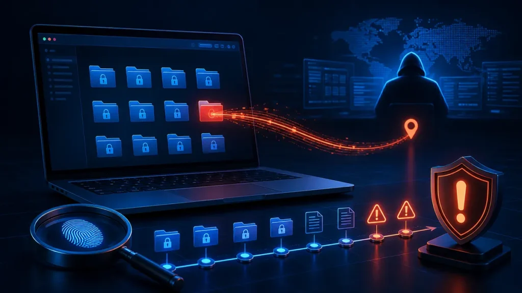 Ordenador controlado a distancia por malware mientras un análisis forense reconstruye la actividad