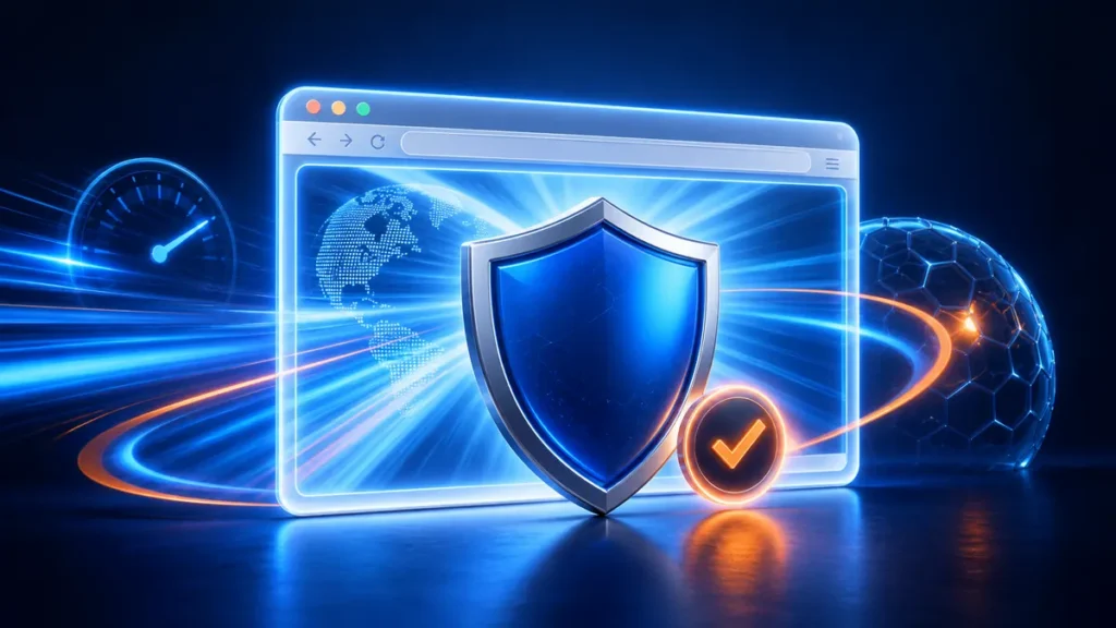 Navegador web protegido por un escudo digital durante la colaboración entre Avast y Google Chrome