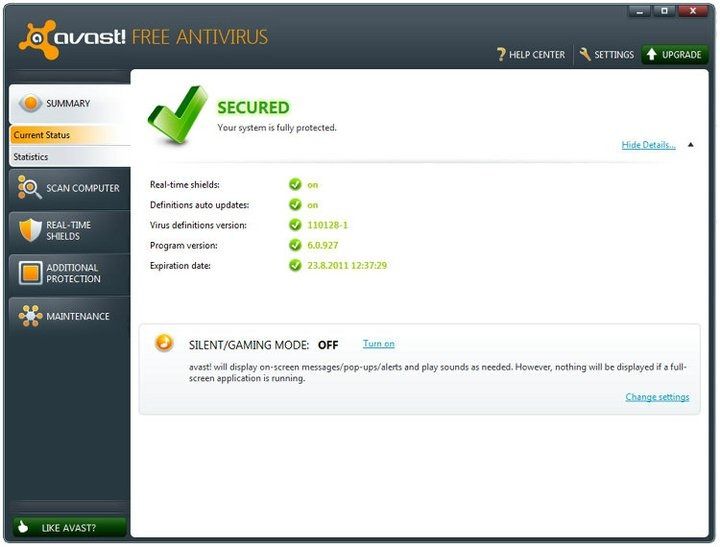 avast 6 vista general
