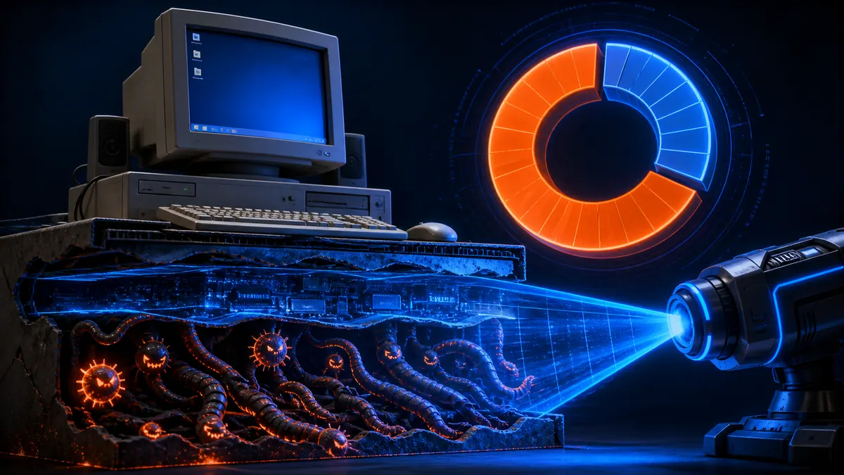 Ordenador con Windows XP analizado para detectar rootkits ocultos