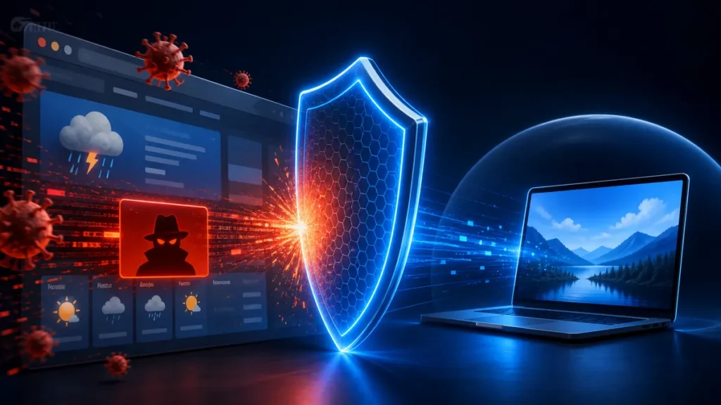 Antivirus gratuito bloqueando una infección desde una web comprometida