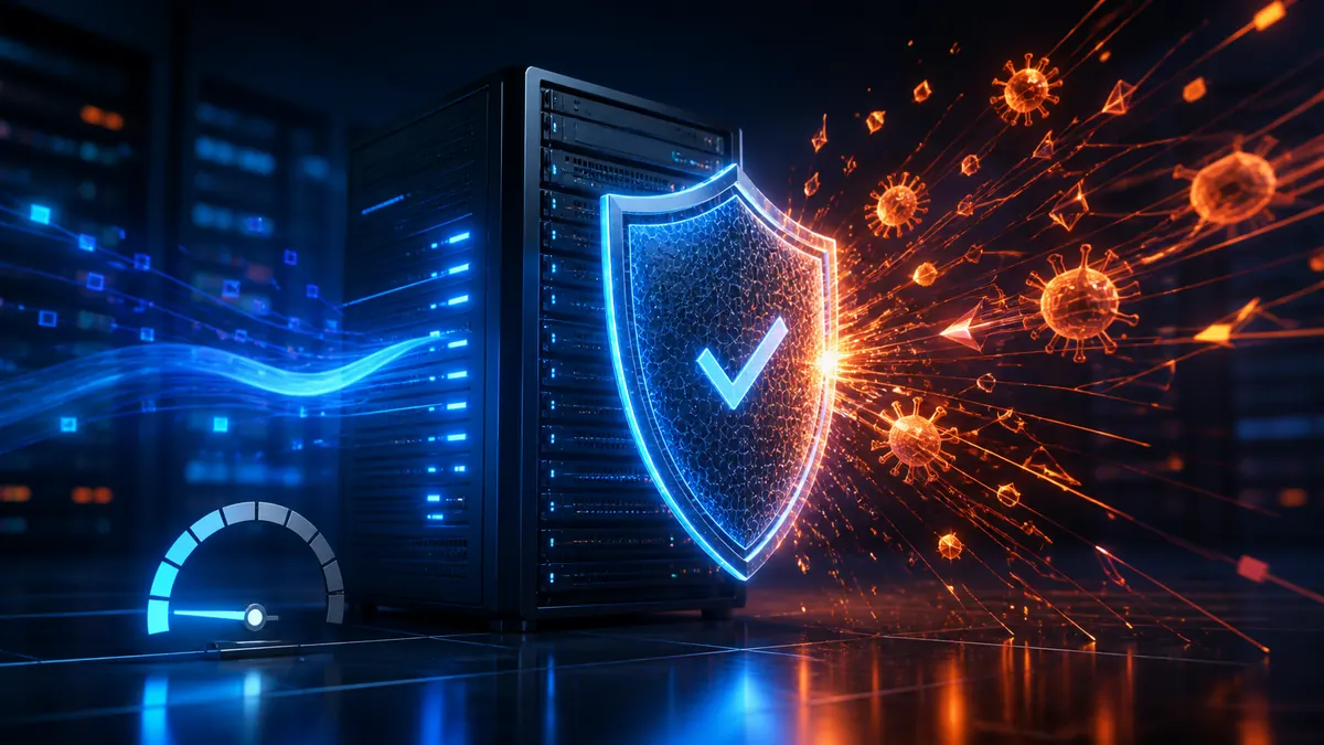 Servidor protegido por un antivirus rápido y de bajo consumo de recursos