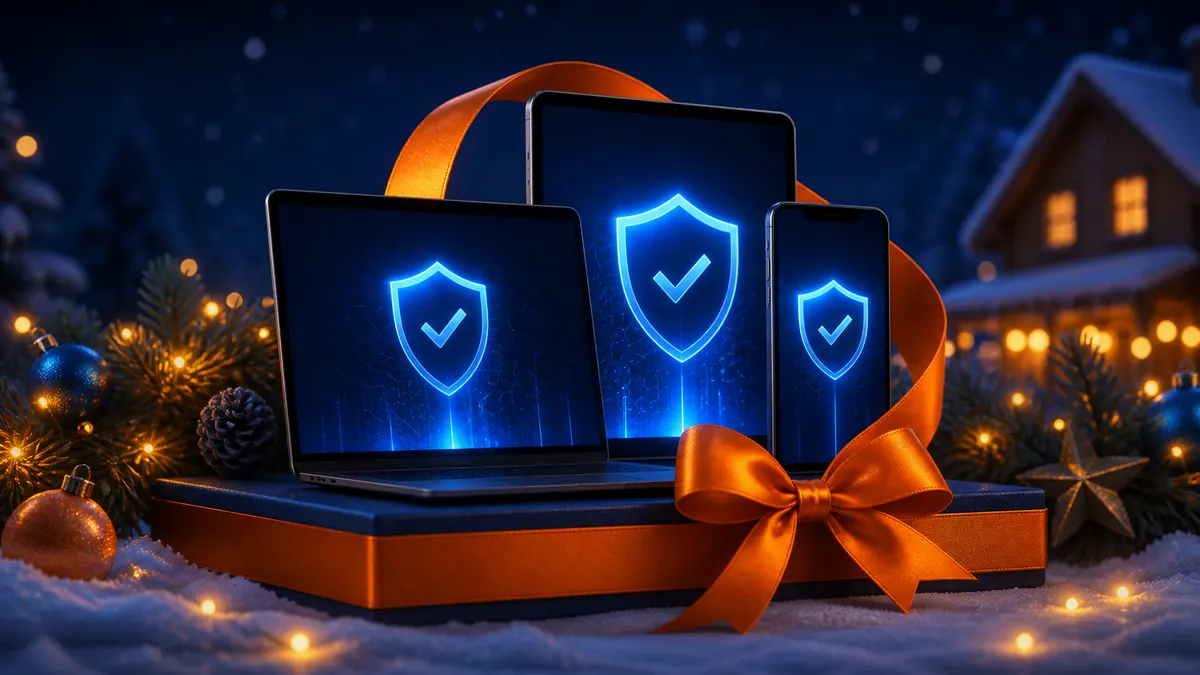 Tres dispositivos protegidos con Avast Internet Security en una promoción navideña