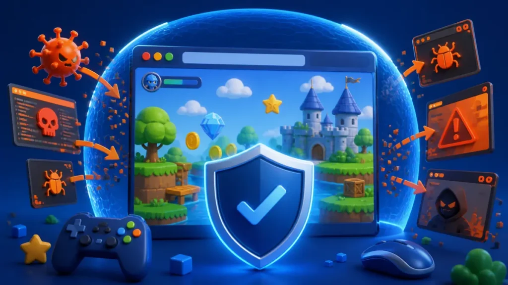 Juego infantil en línea protegido frente a malware y anuncios infectados