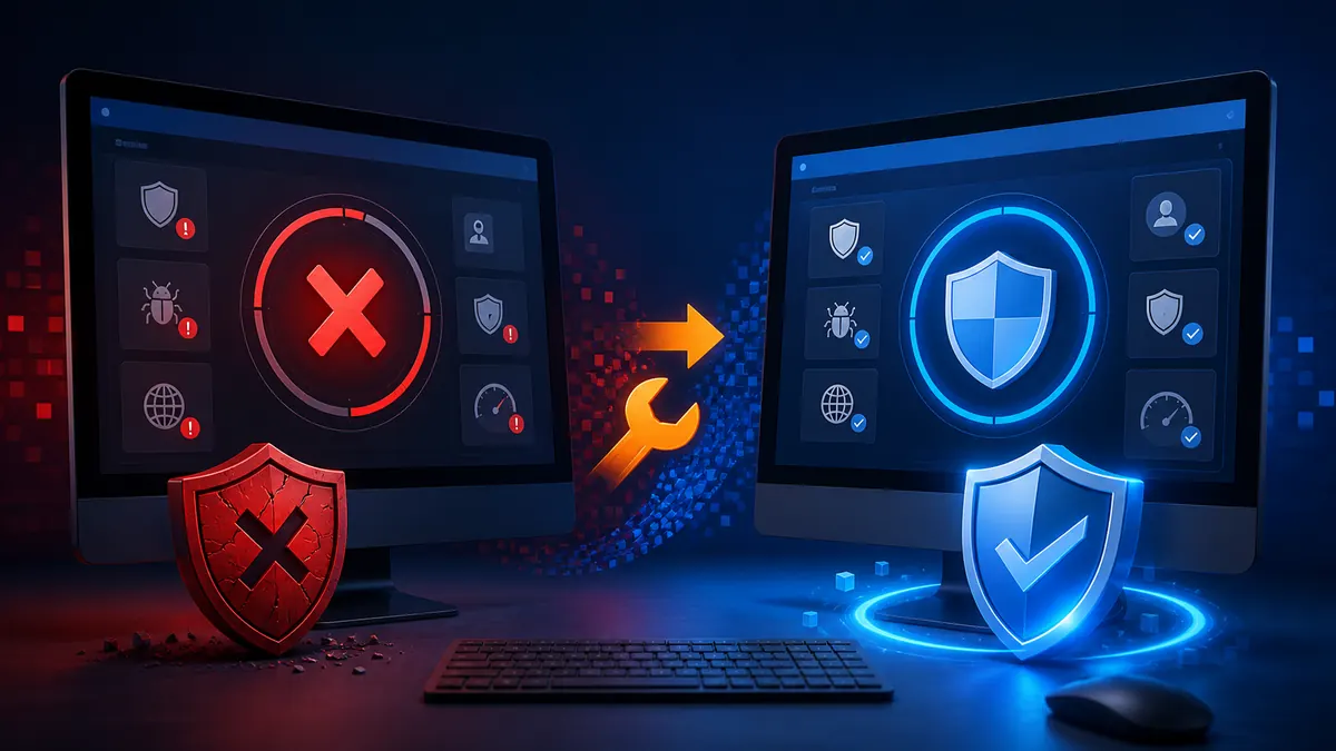 Antivirus inactivo que vuelve a quedar protegido después de una reparación