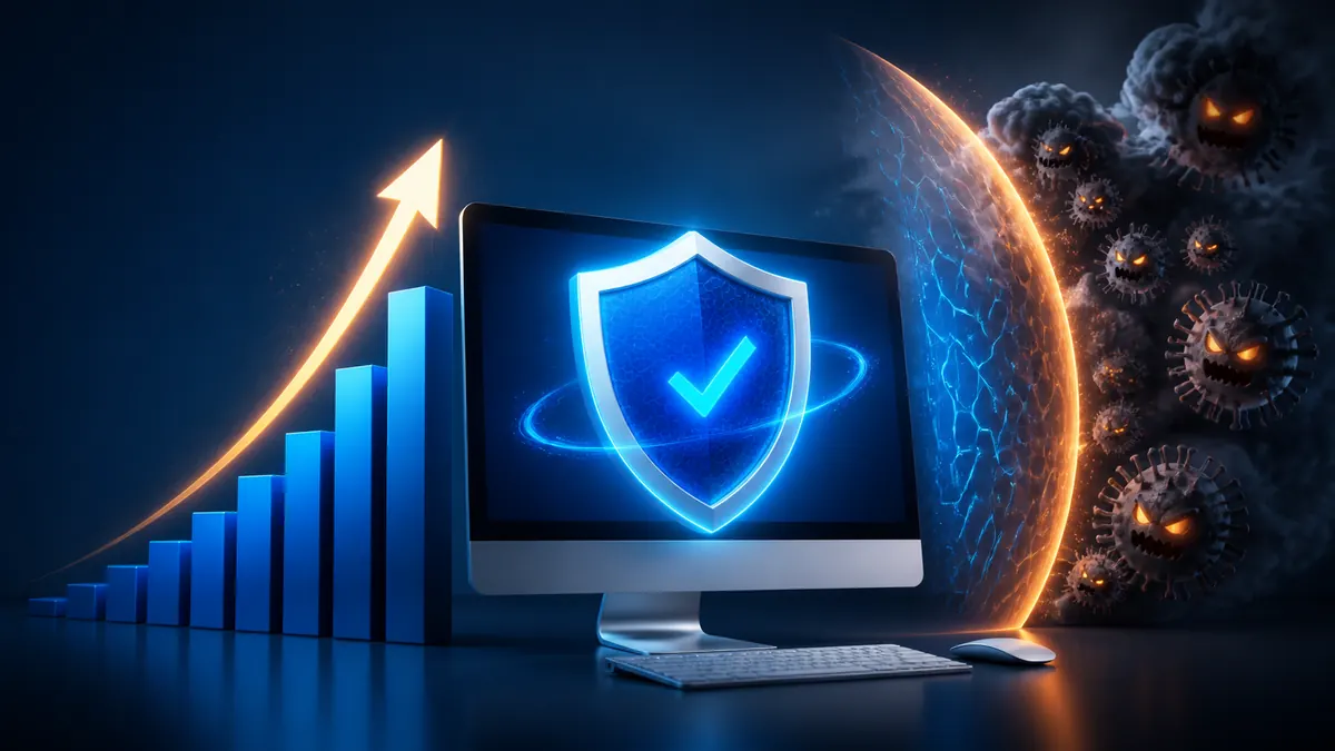 Ordenador Mac protegido por antivirus ascendiendo al primer puesto de descargas