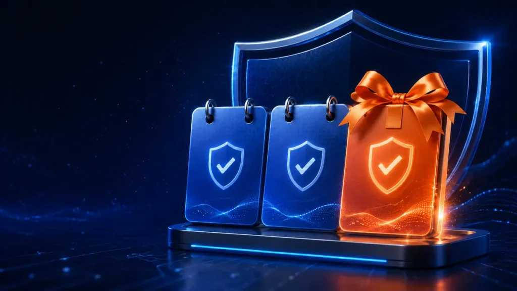 Tres licencias de protección Avast representando la oferta de tres años al precio de dos