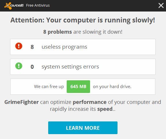 Desactivar Avast GrimeFighter