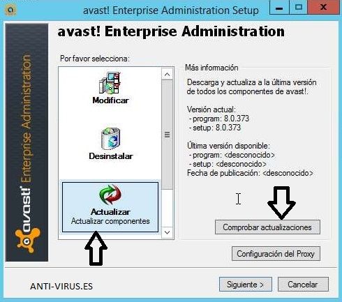 Actualizar Avast AEA (Entreprise Administration)