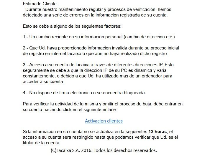 Virus phishing la caixa