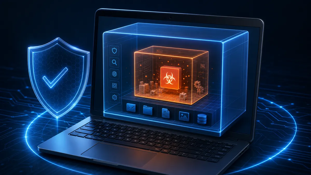 Aplicación sospechosa aislada dentro de una máquina virtual protegida
