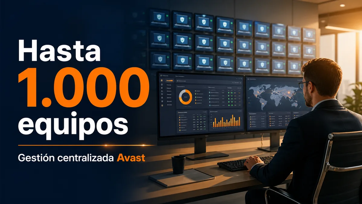 Administrador gestionando hasta mil equipos con Avast Business Protection