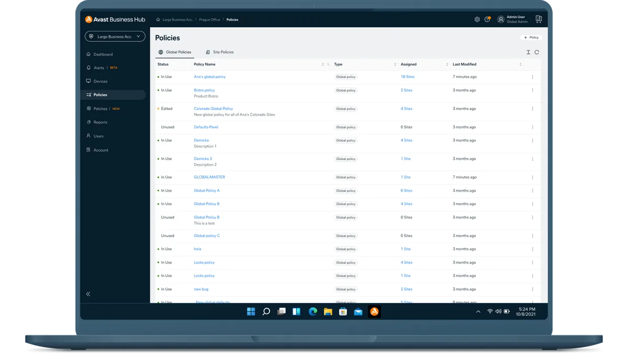 Políticas centralizadas para aplicar configuraciones coherentes a grupos de equipos