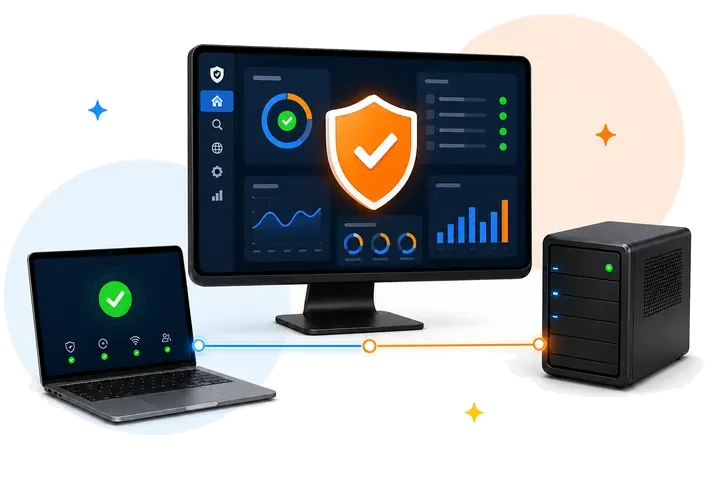 Consola de Avast Business protegiendo un portátil y un servidor empresarial