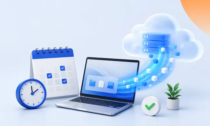 Programación de copias de seguridad automáticas desde un portátil empresarial hacia la nube