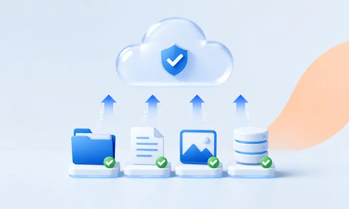 Selección de carpetas, documentos, imágenes y bases de datos para una copia de seguridad en la nube