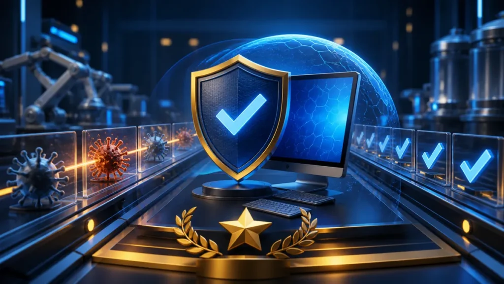 Escudo antivirus superando una prueba independiente de detección de malware