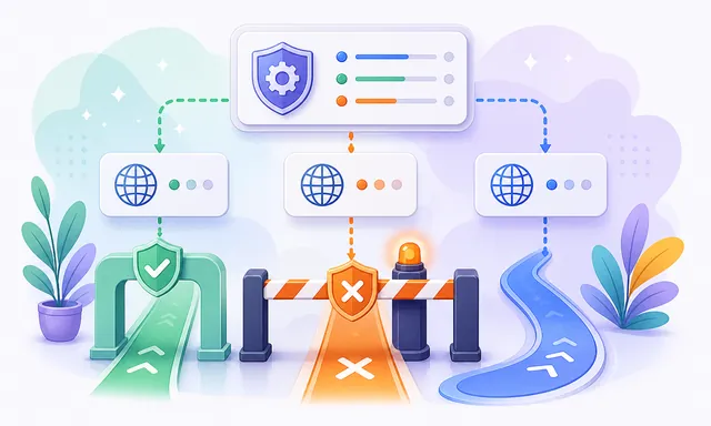 Dominios permitidos, bloqueados o desviados mediante excepciones de Avast Business Control Web