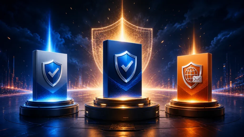 Tres ediciones de antivirus presentadas juntas con protección gratuita, profesional e Internet Security