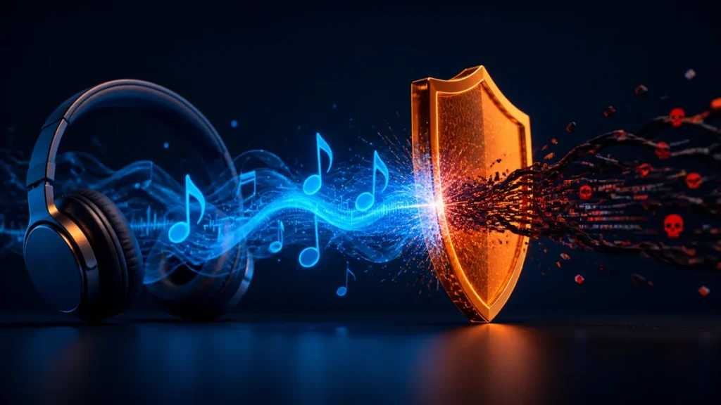 Amenaza oculta en música detenida por un escudo de ciberseguridad