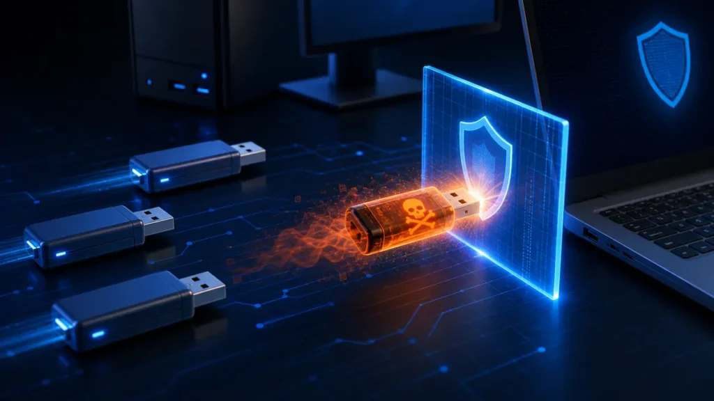 Memoria USB infectada bloqueada antes de conectarse a un ordenador